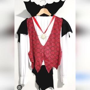 Kids Vampire Costume with Red Vest  and Medallion - Size 6-8 NWT